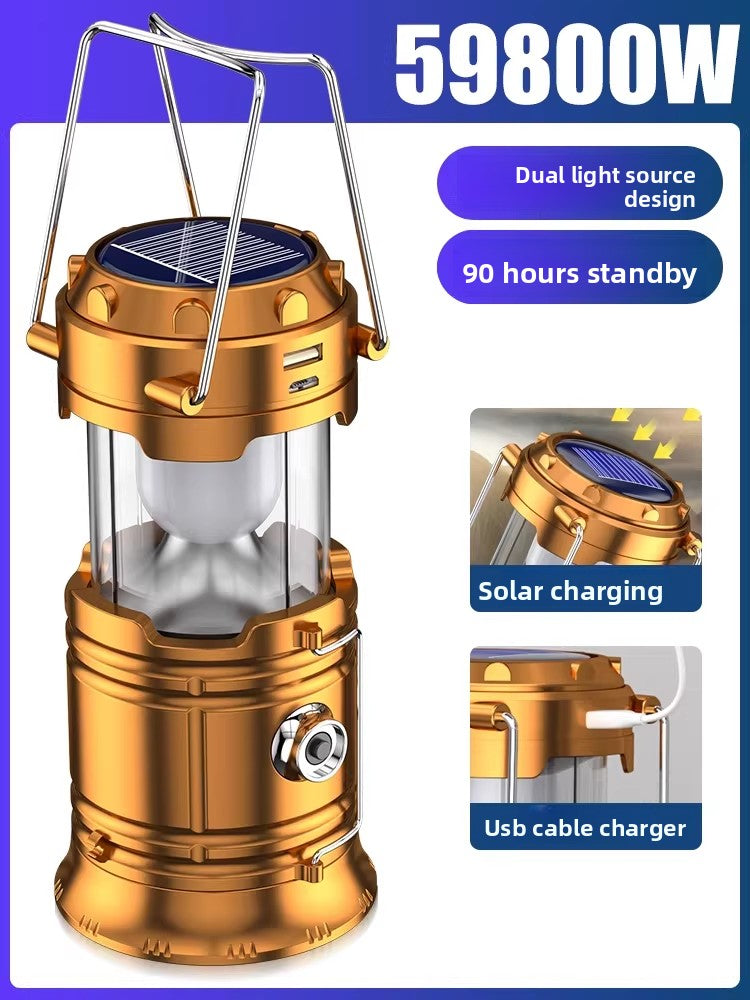 Solar Rechargeable Camping Lantern with Power Bank