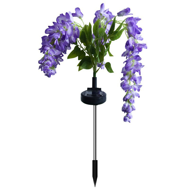Solar powered wisteria flower garden light