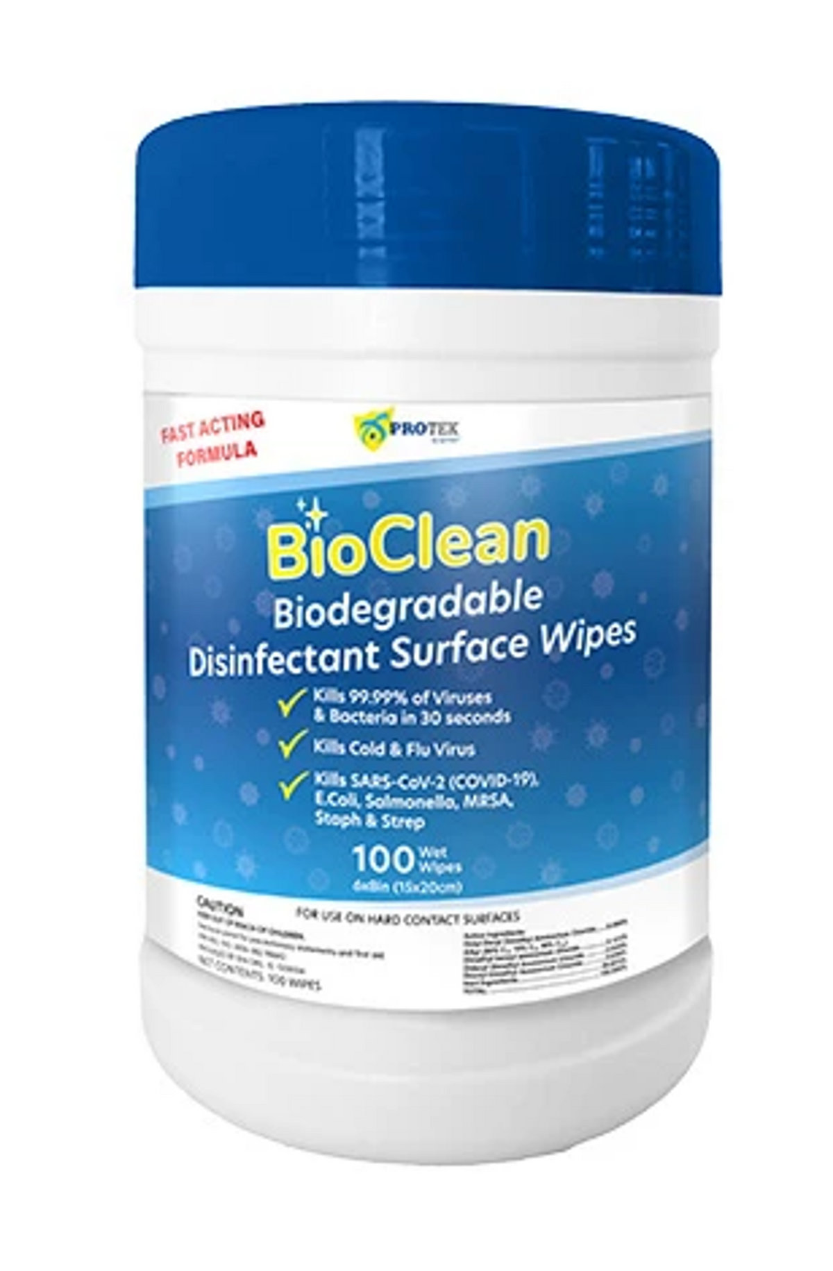 BioClean Biodegradable Disinfectant Surface Wipes (100 Count)