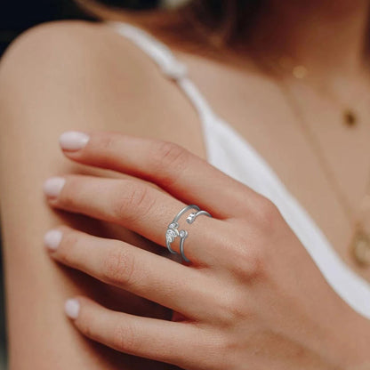 S925 Silver Ring with Marquise Cut Diamond Design