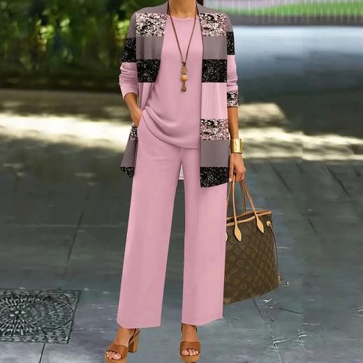 Womens 3D Print 3 Piece Outfit Tracksuit Set