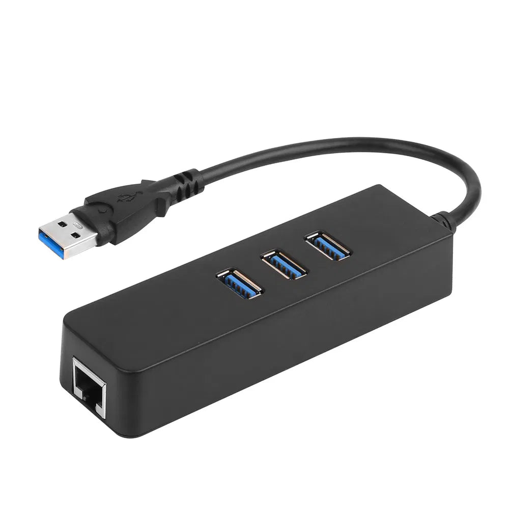 USB 3.0 hub with Ethernet port, side view