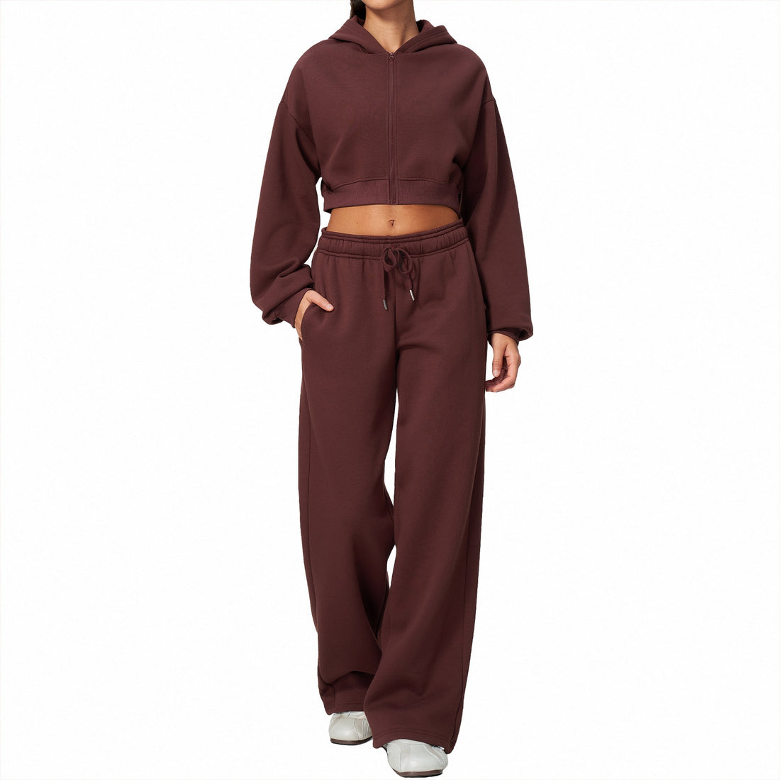 Women's fleece lined zip up hoodie and sweatpants two piece set, photo 3