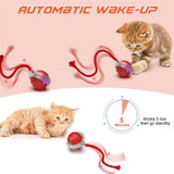 Interactive Cat Toy Ball USB Rechargeable Motion Activated Automatic Ball Waving Tail with Bird Chirp Sound for Indoor Cats