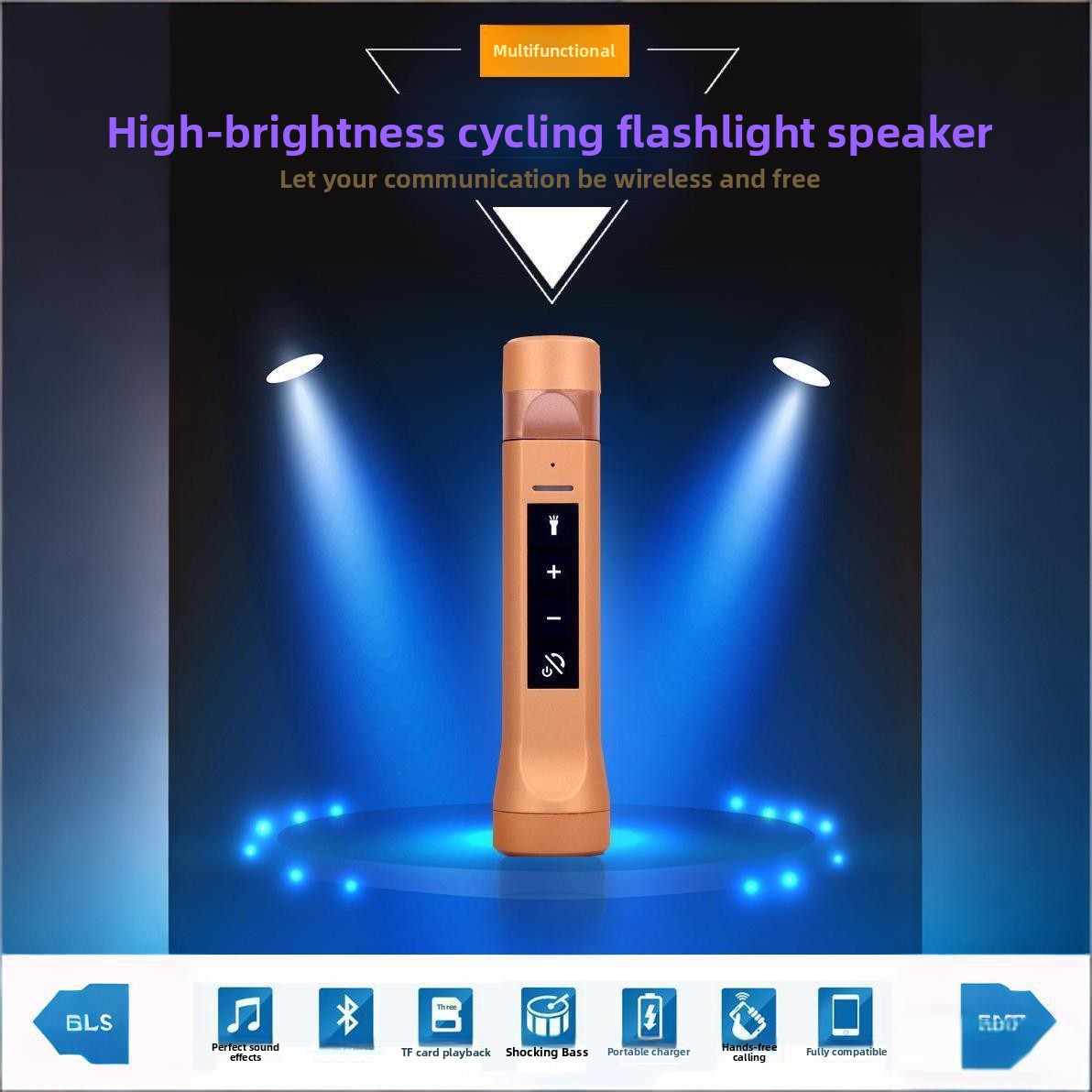 Multifunctional LED Bluetooth Speaker with Flashlight and Power Bank
