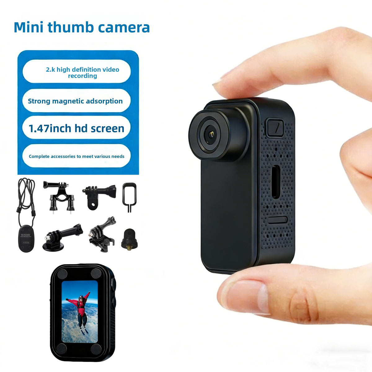 Magnetic Thumb Action Camera