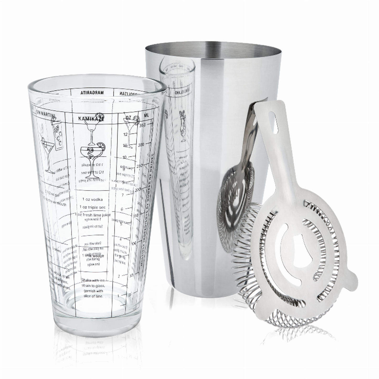 3-Piece Bar Set with Cocktail Recipes by True