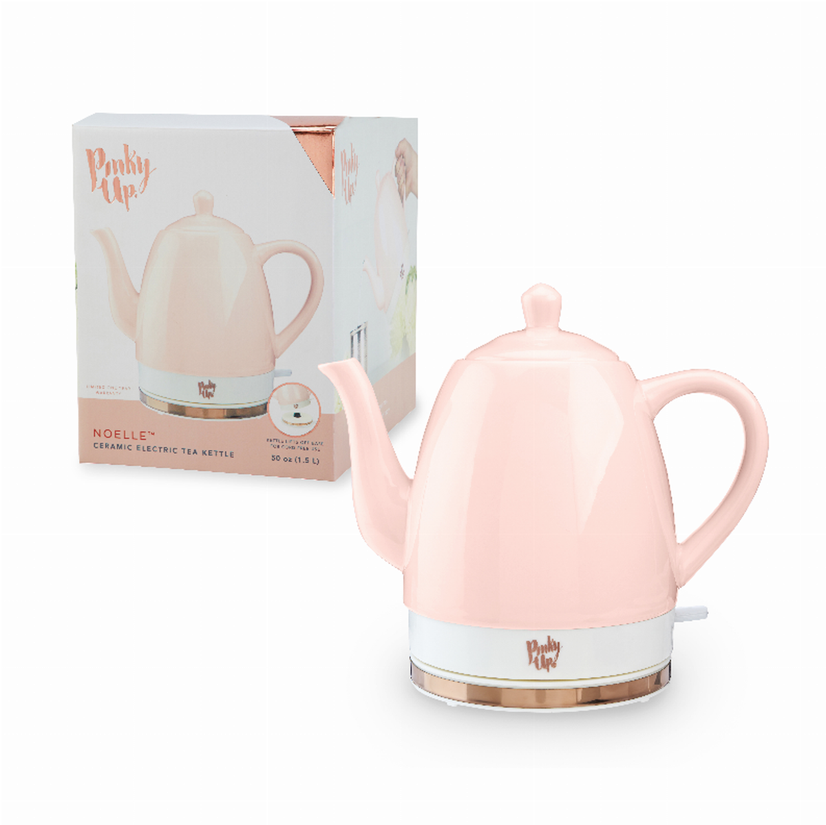 Noelle Ceramic Electric Tea Kettle by Pinky Up, Pink