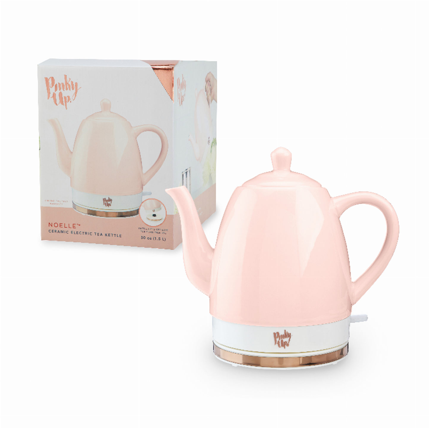 Noelle Ceramic Electric Tea Kettle by Pinky Up, Pink
