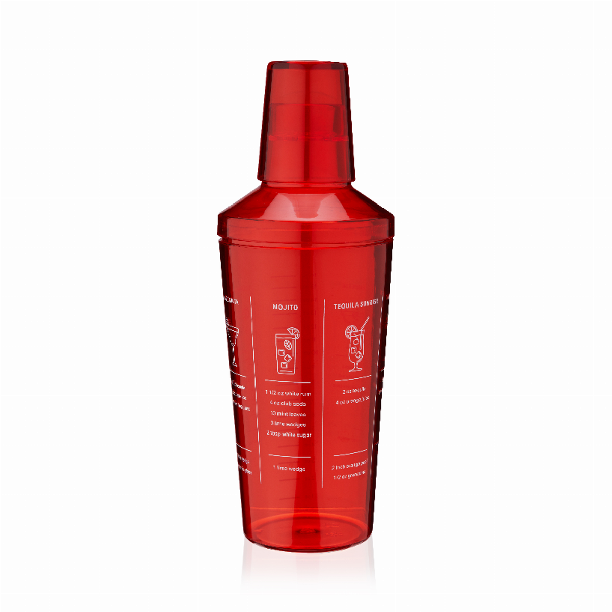 Red Plastic Recipe Cocktail Shaker by True, 16 oz