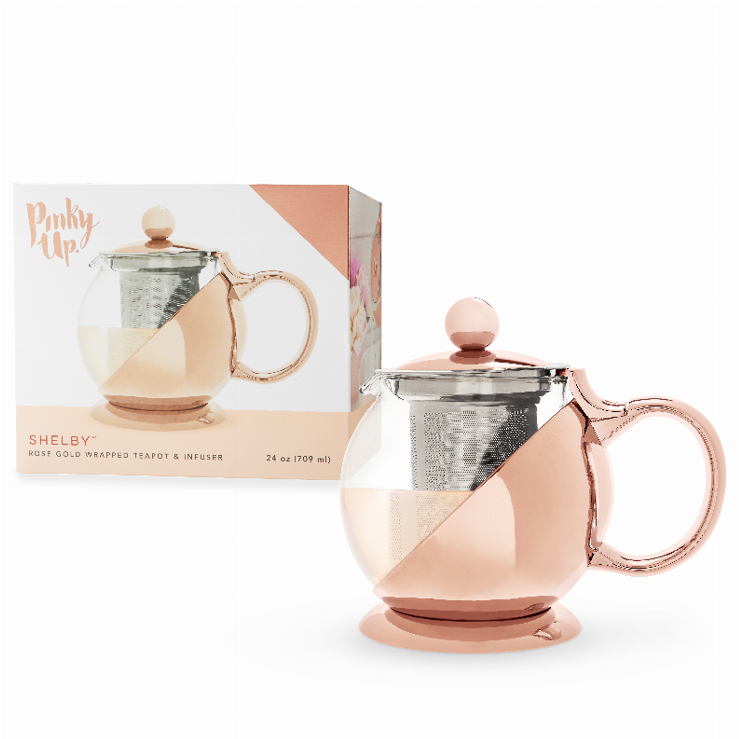 Shelby Rose Gold Wrapped Teapot & Infuser by Pinky Up