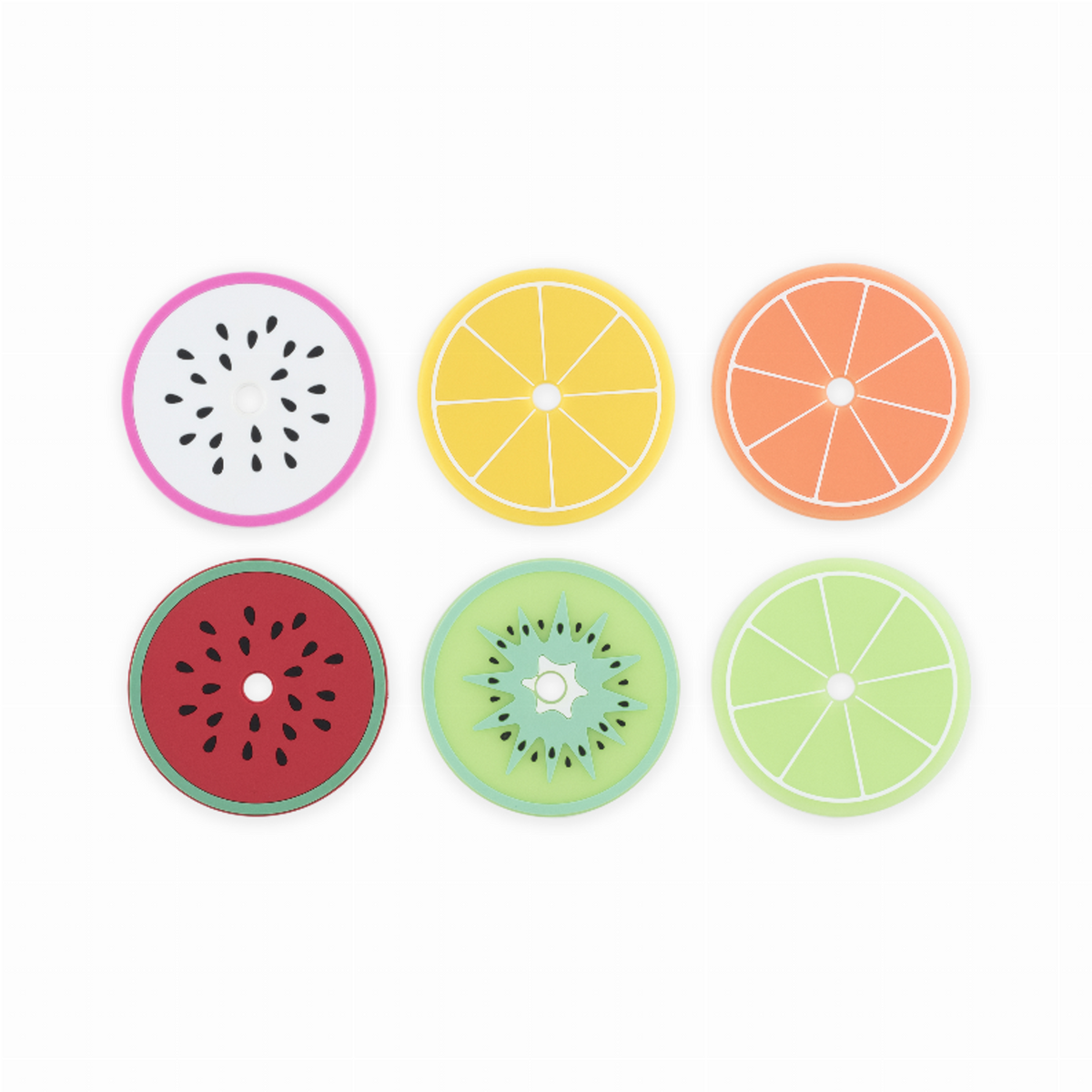 Tropical Fruit Drink Lid Coasters by Truezoo, Set of 6