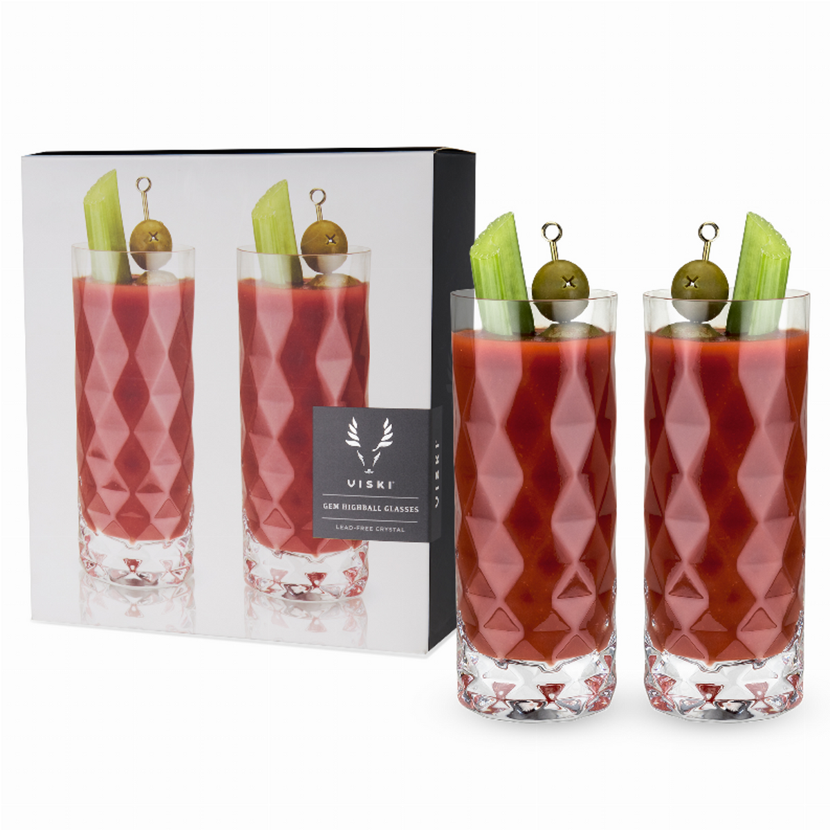 Gem Crystal Highball Glasses by Viski, Set of 2