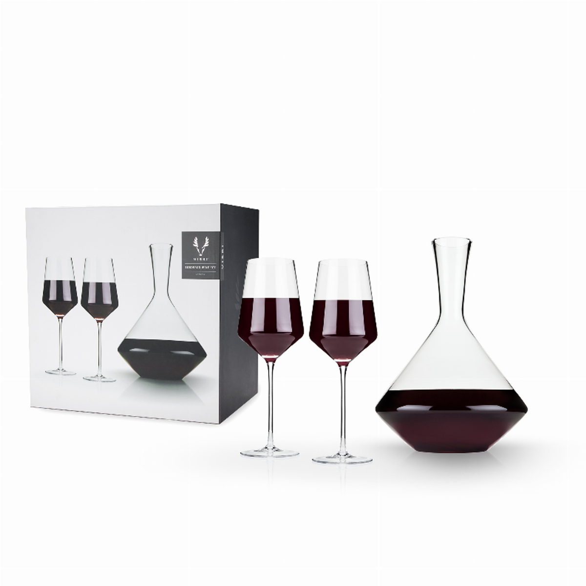 Viski 3-Piece Angled Crystal Bordeaux Set