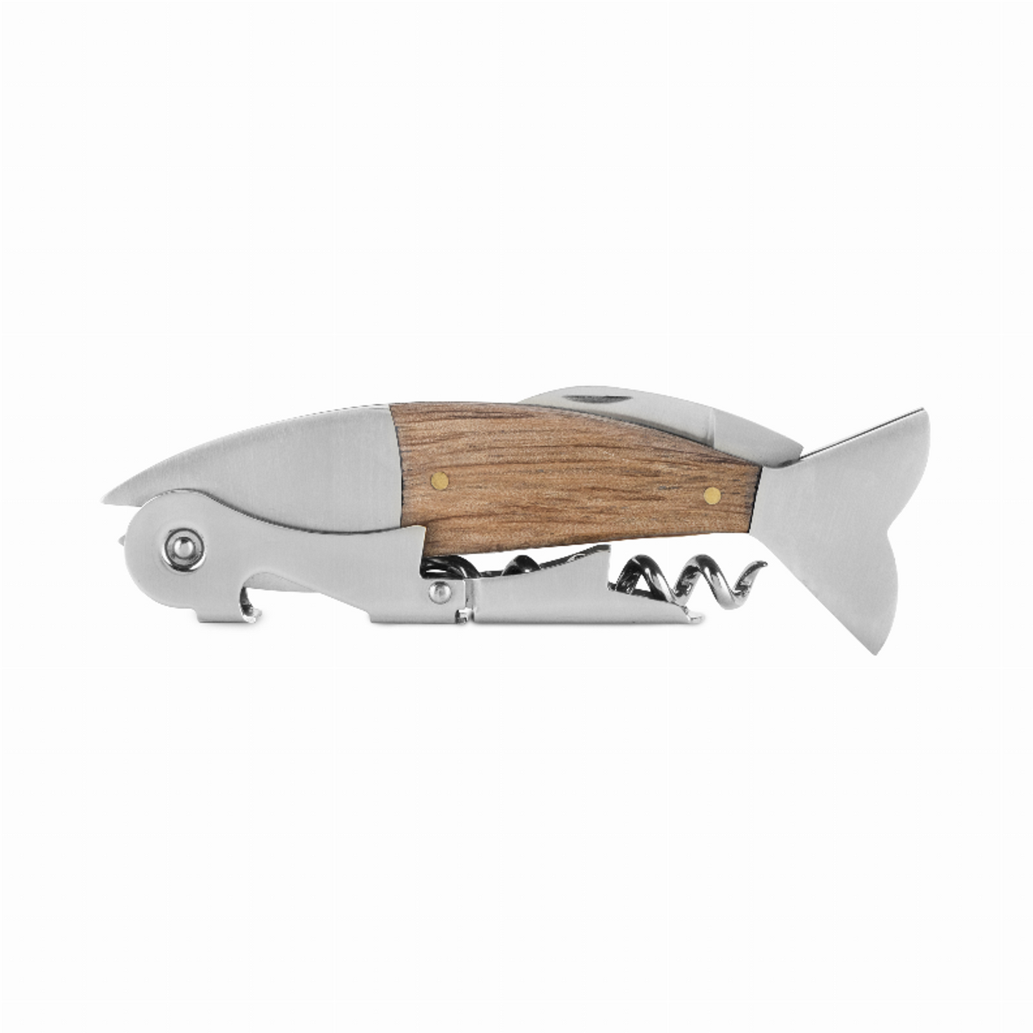 Wood and Stainless Steel Fish Corkscrew by Foster & Rye