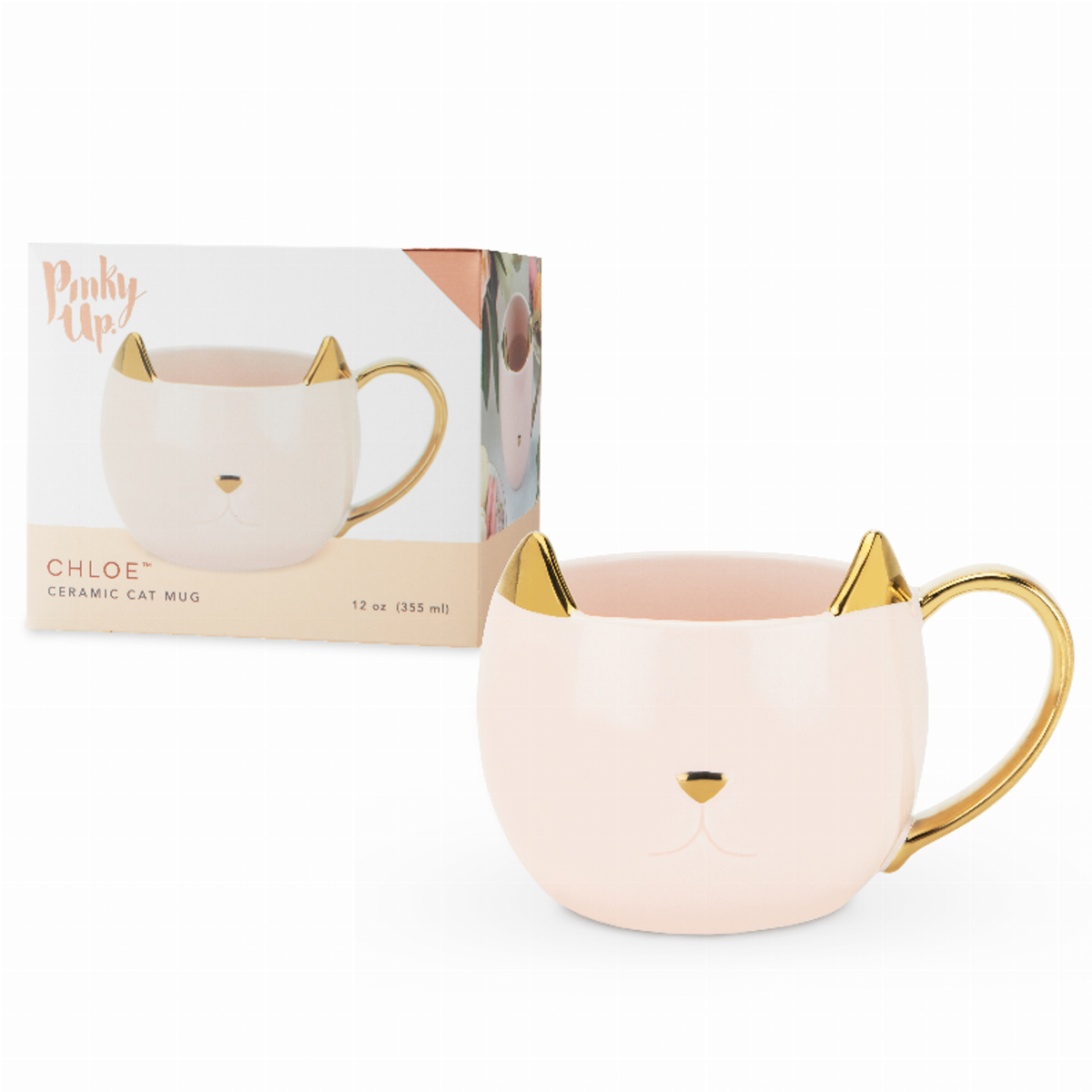 Chloe Pink Cat Mug, 12 oz