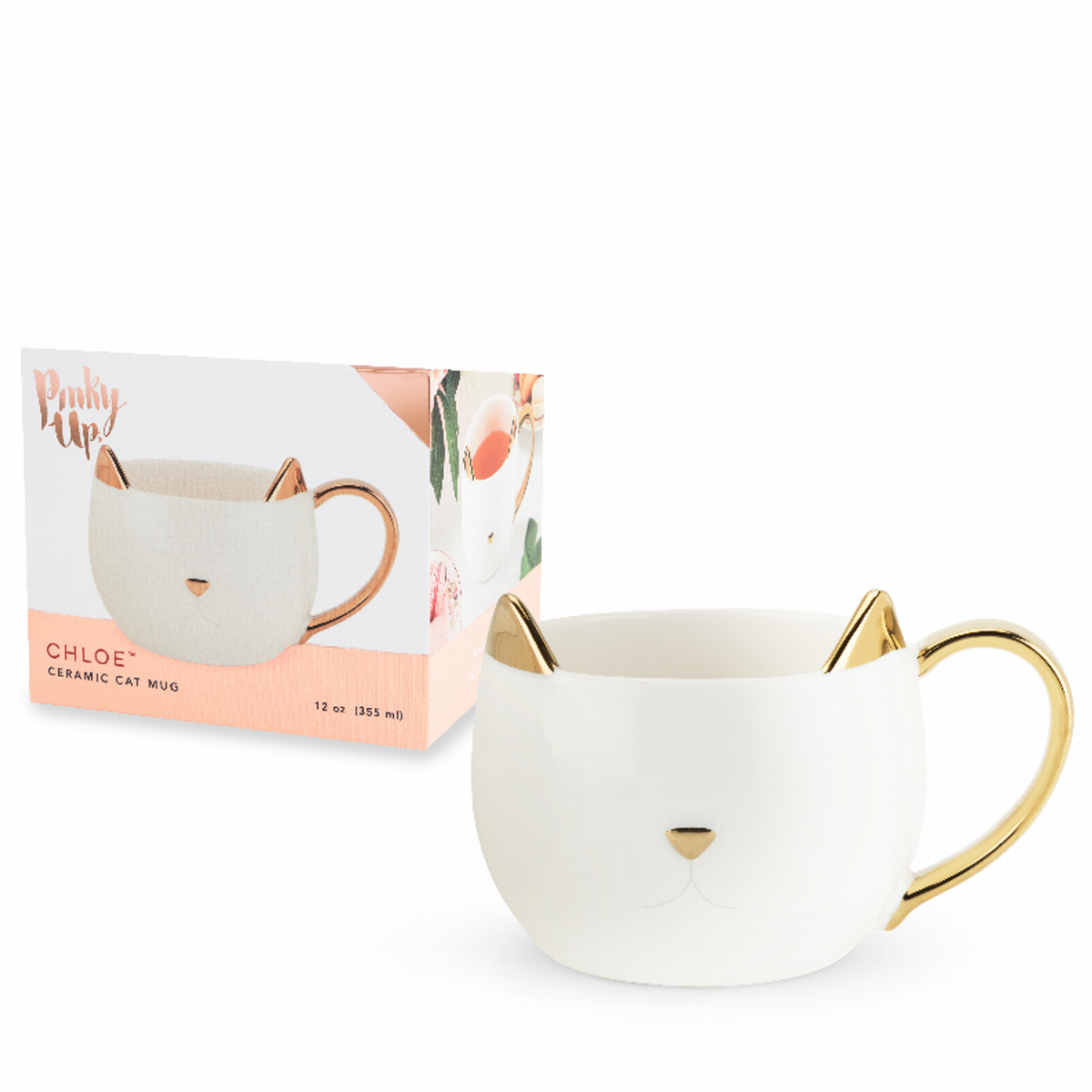 Chloe White Cat Mug, 12 oz