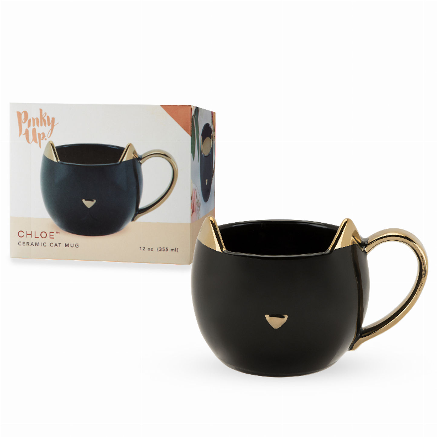 Chloe Black Cat Mug, 12 oz