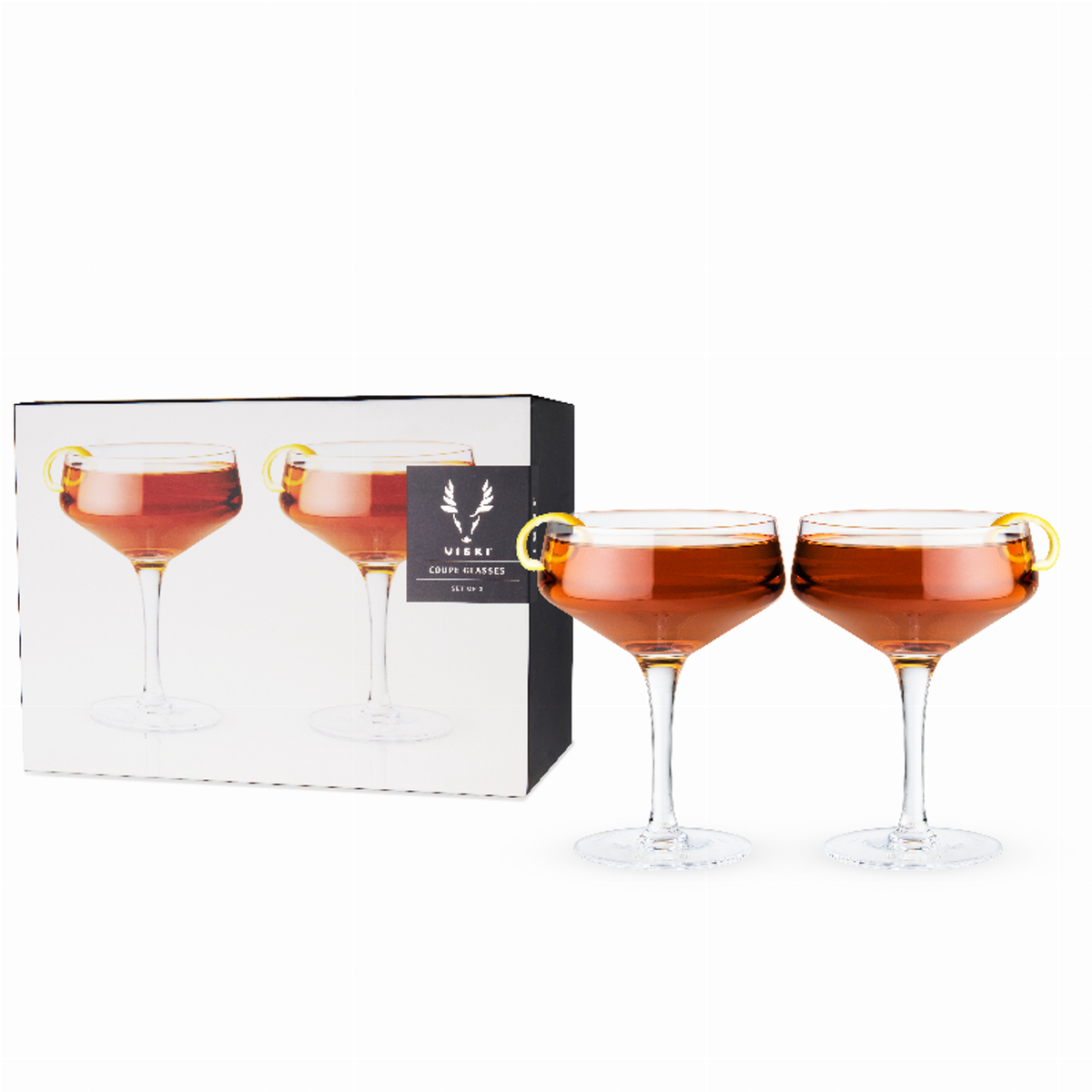 Angled Crystal Coupe Glasses by Viski, Set of 2