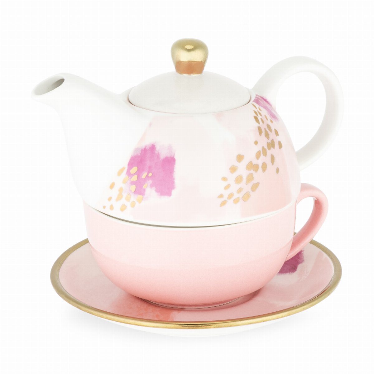 Addison Pink Abstract Tea for One Set by Pinky Up