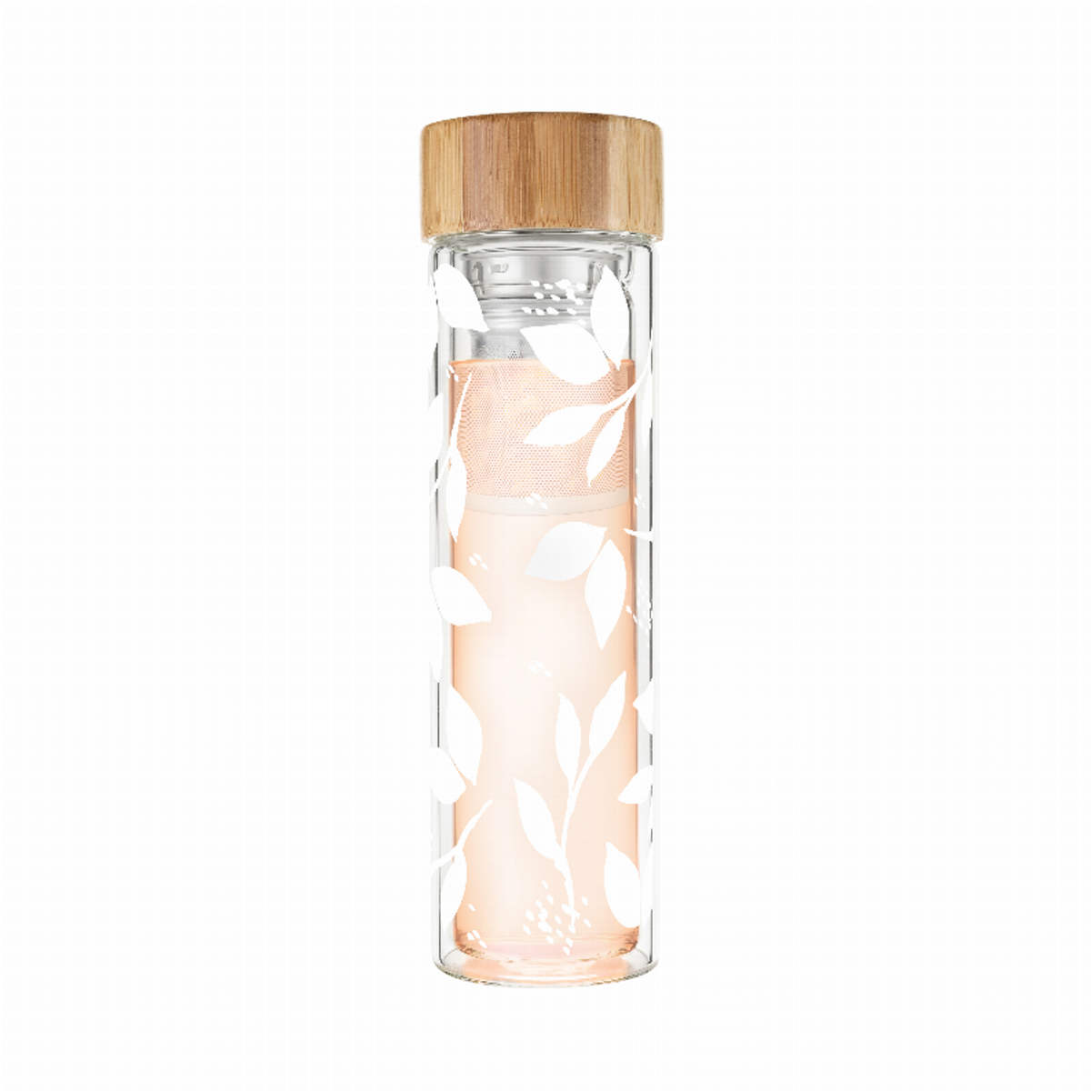 Blair White Leaf Glass Travel Infuser Mug by Pinky Up