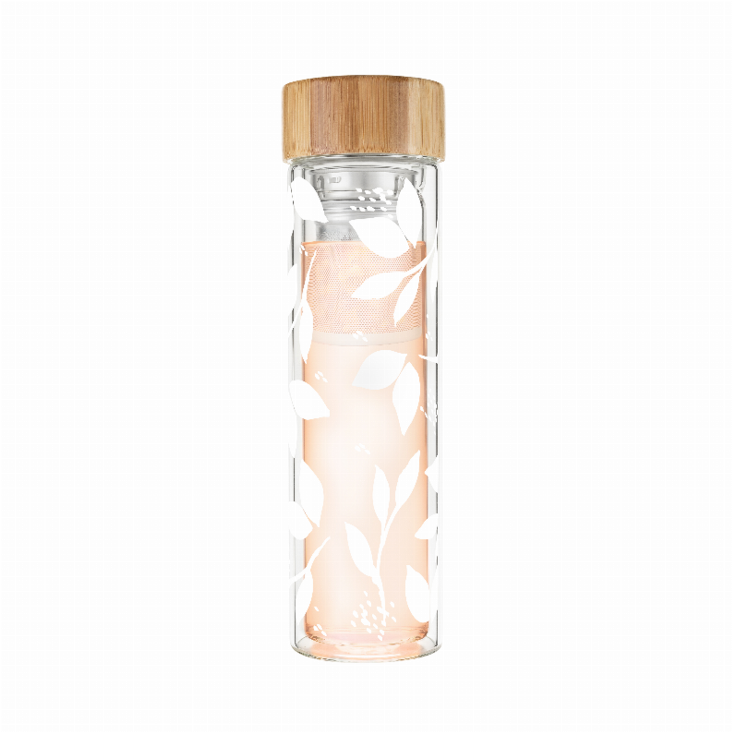 Blair White Leaf Glass Travel Infuser Mug by Pinky Up