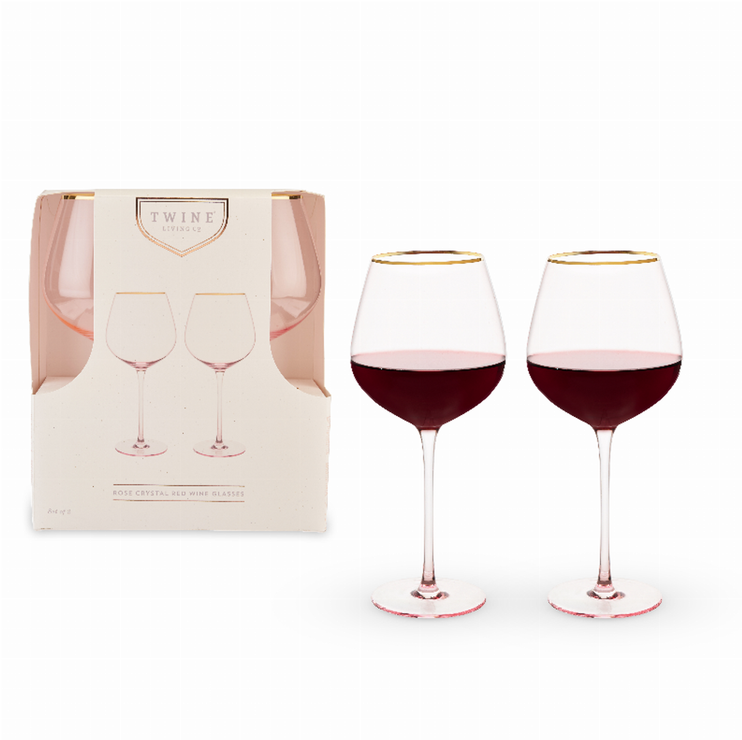 Rose Crystal Wine Glass Set by Twine