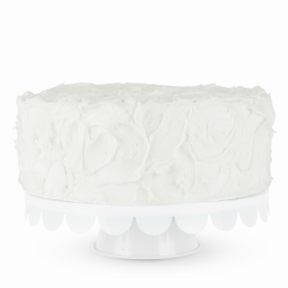 White Scalloped Metal Cake Stand, 11-Inch