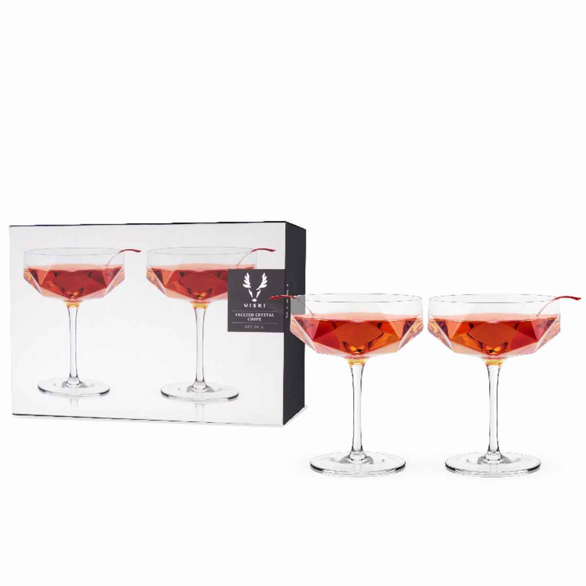 Faceted Crystal Coupes by Viski, Set of 2