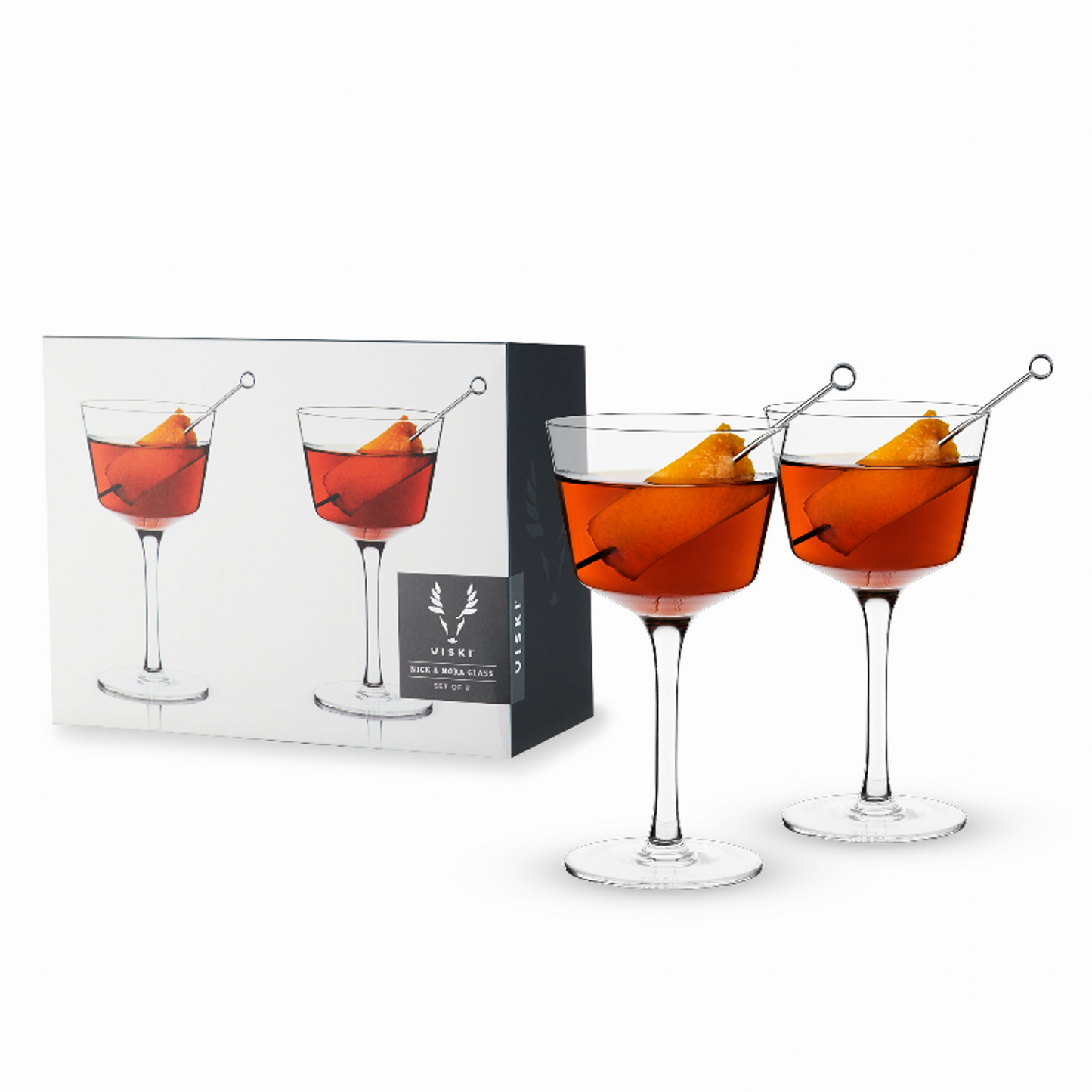 Angled Crystal Nick & Nora Glasses by Viski, Set of 2
