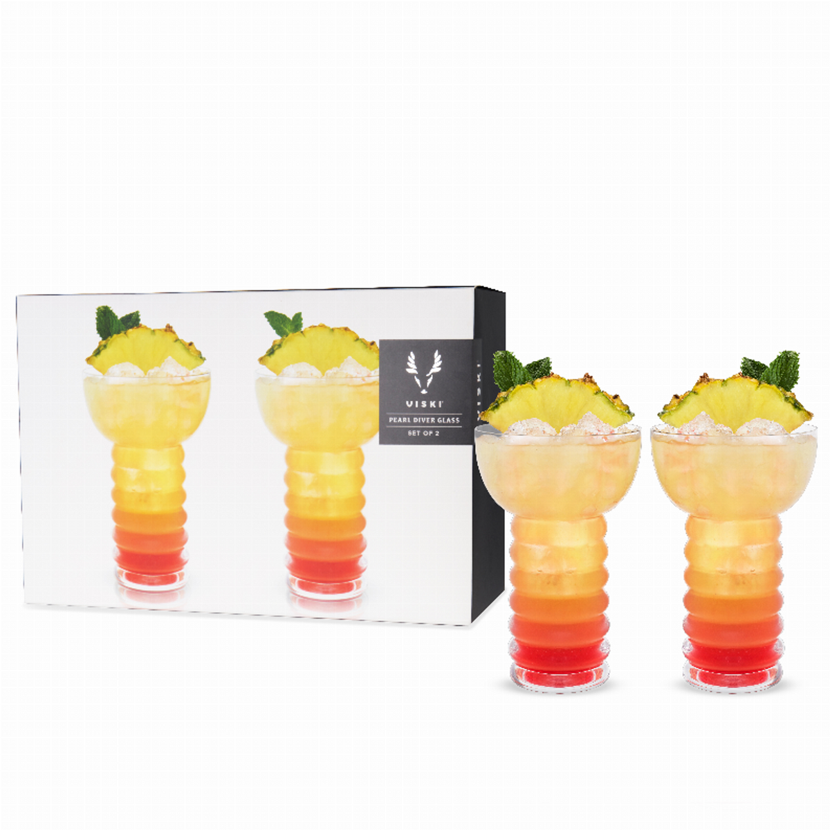 Crystal Pearl Diver Glasses by Viski, Set of 2