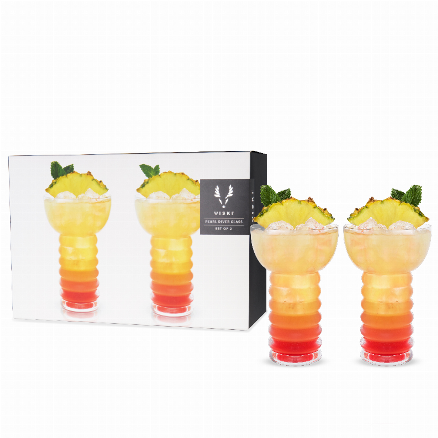 Crystal Pearl Diver Glasses by Viski, Set of 2