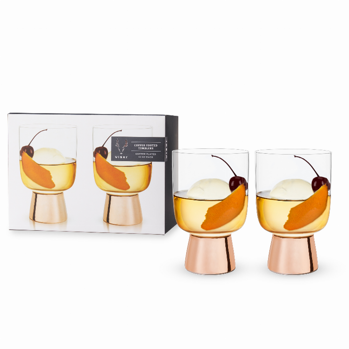 Copper Footed Tumblers by Viski, 12 oz