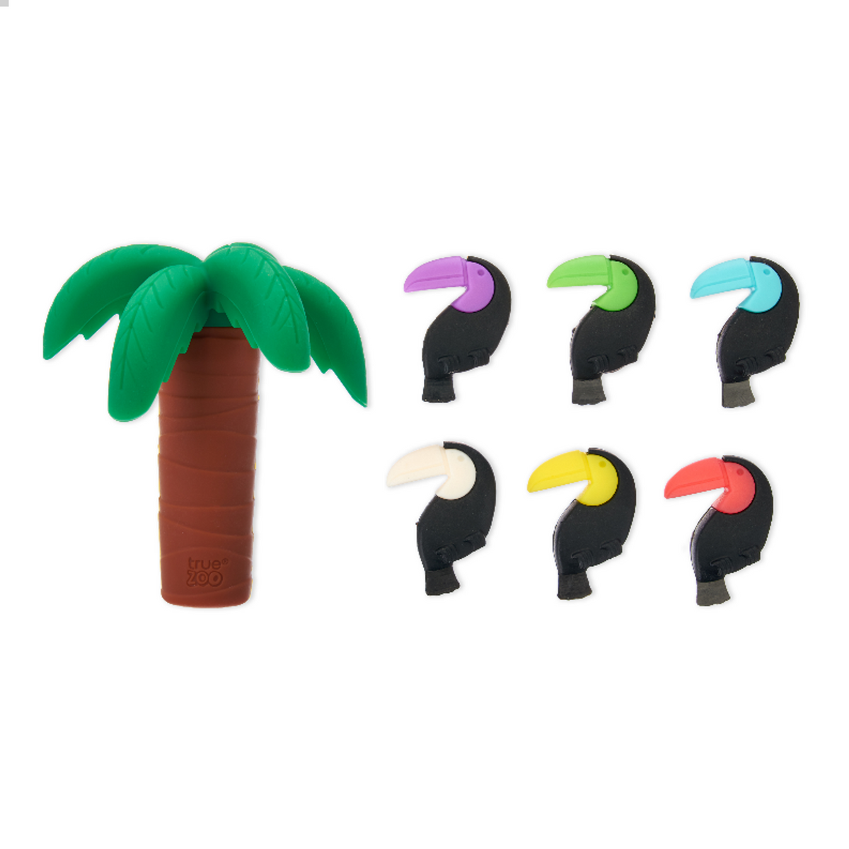 Toucan Drink Charms and Palm Tree Bottle Stopper Set by Truezoo