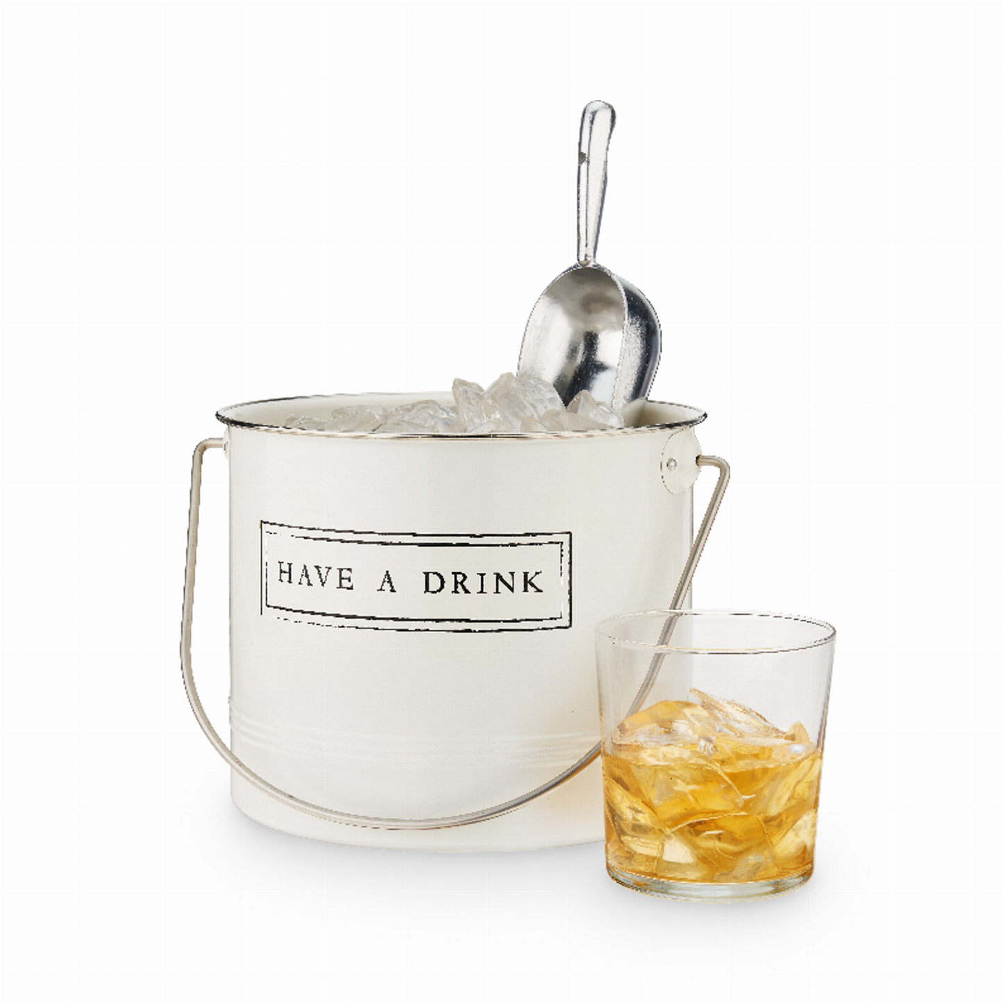 Twine Have a Drink Enamel Ice Bucket with Scoop