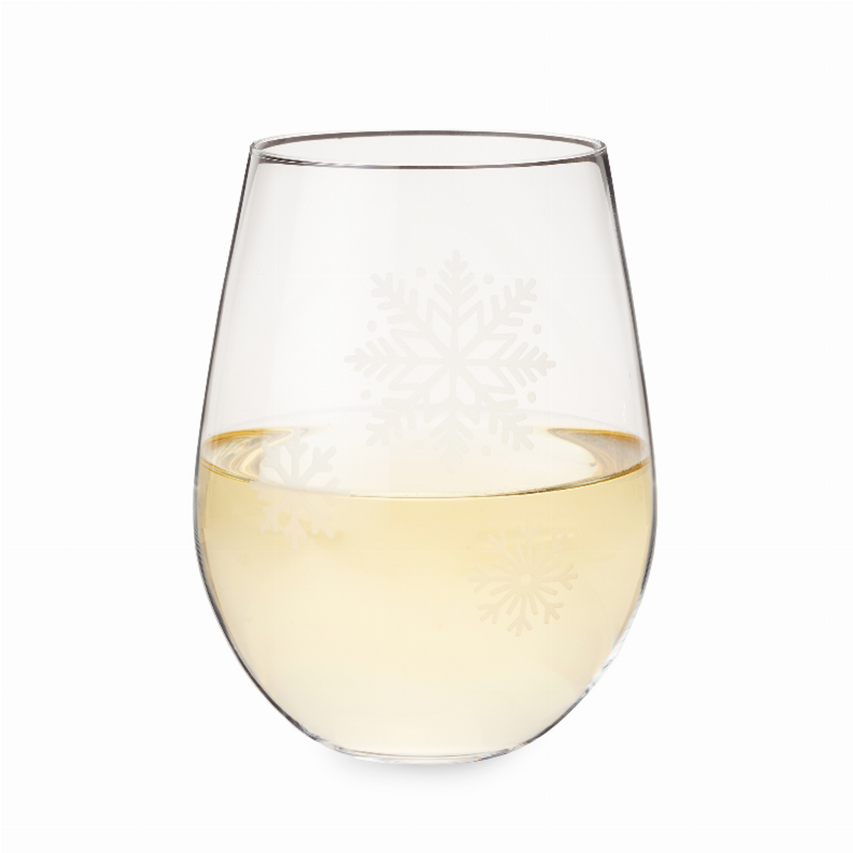 Scattered Snowflakes Stemless Wine Glass by Twine