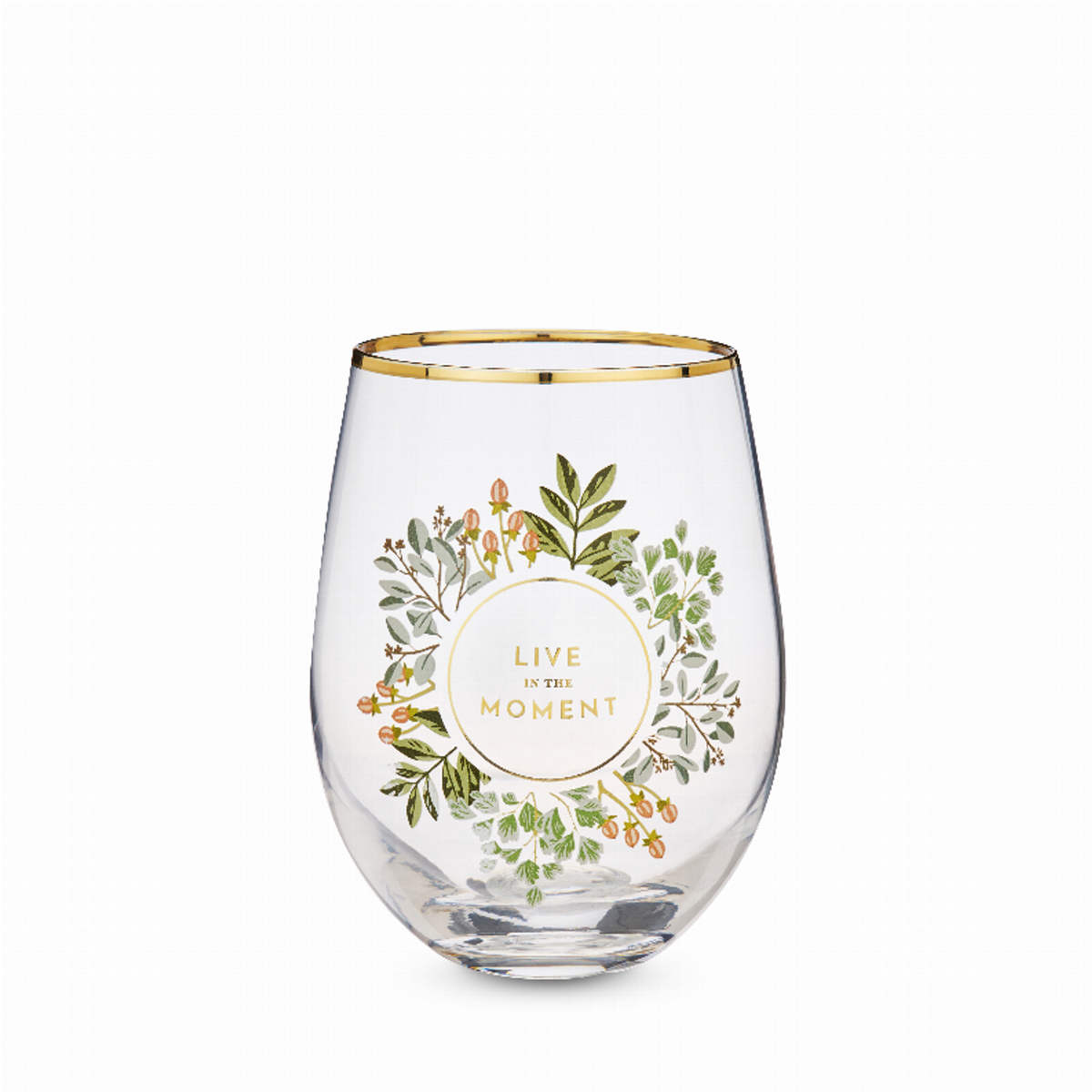 Live in the Moment Stemless Wine Glass by Twine, 16 oz