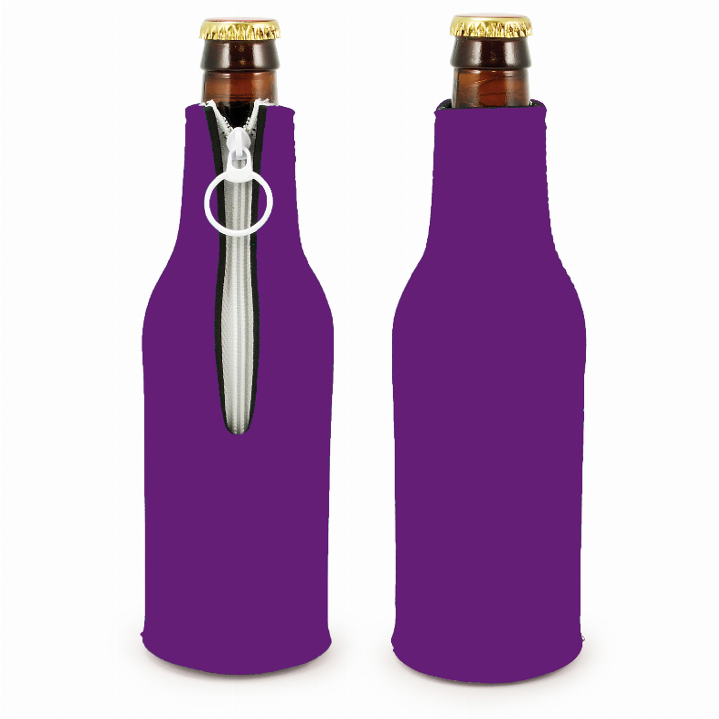 Bottle Suit Neoprene Zippered Bottle Cooler by True in Purple