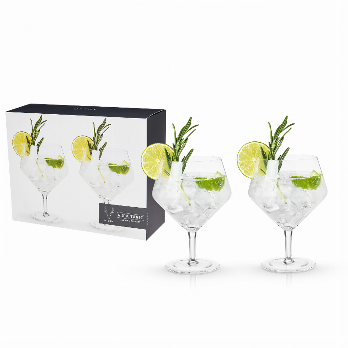 Angled Crystal Gin and Tonic Glasses by Viski, Set of 2