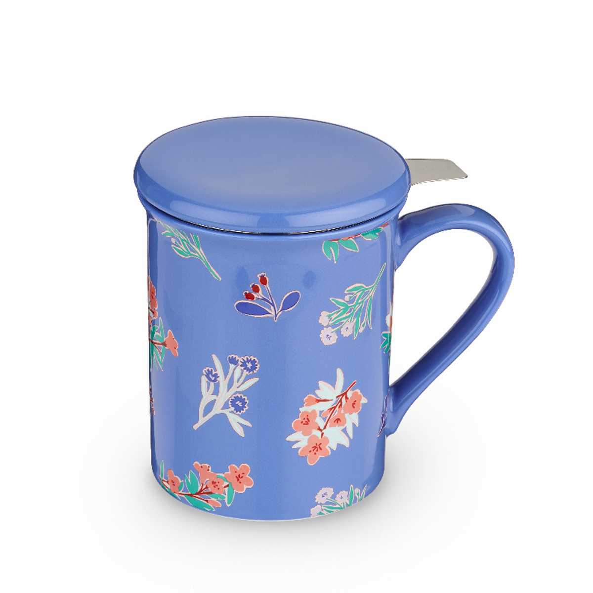 Annette Tea Flower Blue Ceramic Tea Mug & Infuser