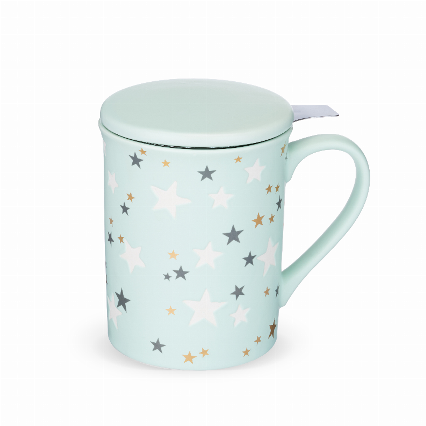 Pinky Up Annette Stars Mint Ceramic Tea Mug and Infuser