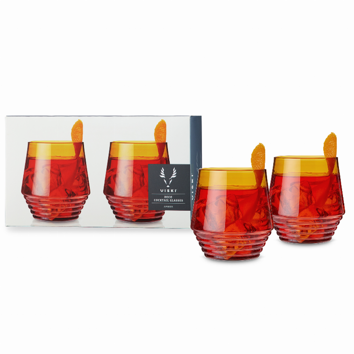 Amber Deco Cocktail Glasses by Viski, Set of 2