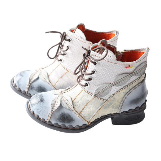 Washed leather Oxford women's boots