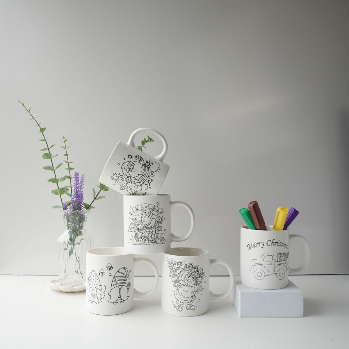 DIY Coloring Ceramic Mug with Cartoon Designs