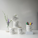 DIY Coloring Ceramic Mug with Cartoon Designs