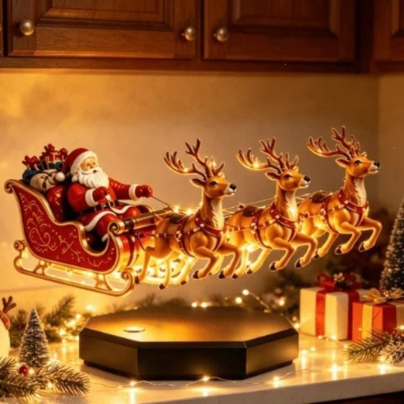 Magnetic Levitation Santa Claus Sleigh – Floating Rotating Christmas Ornament | Holiday Tabletop Centerpiece