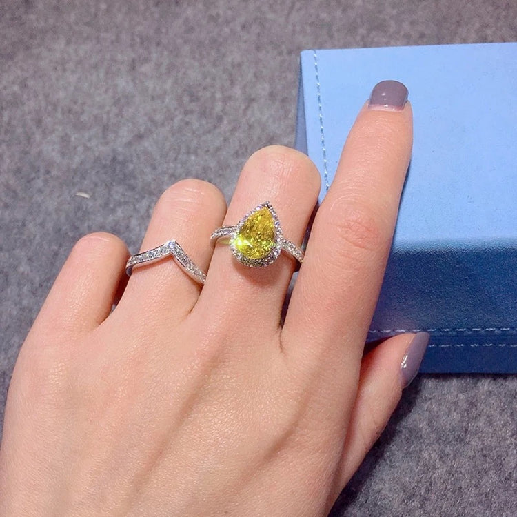 Diamond and Yellow Diamond Zircon Ring - Image 3
