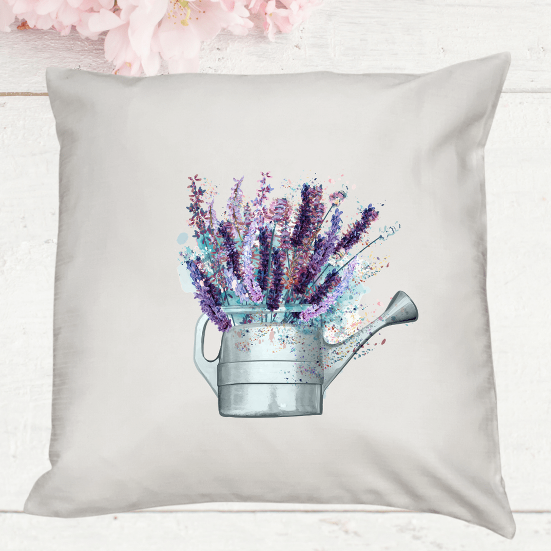 Lavender Watering Can Pillow Cover