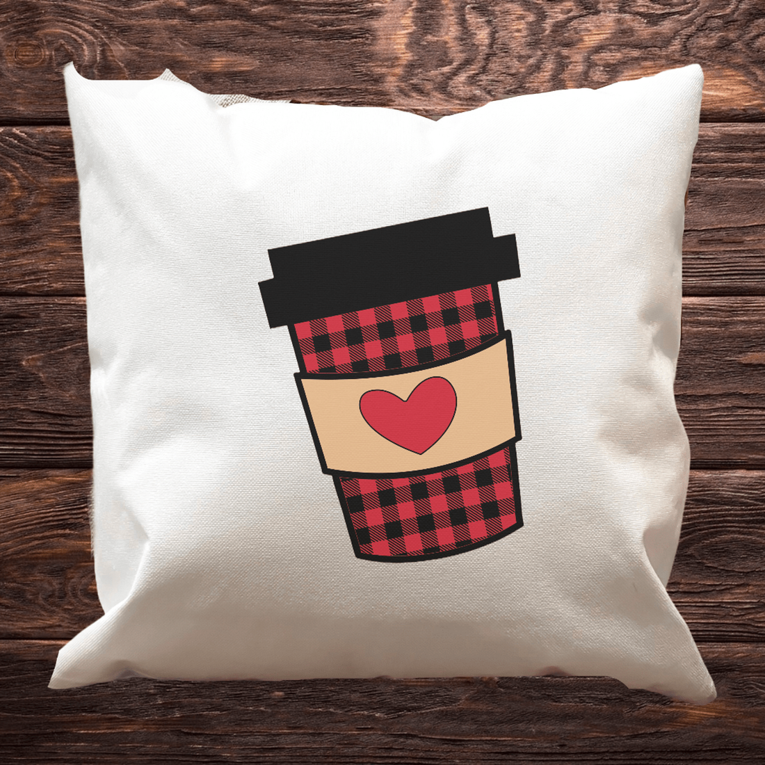 Buffalo Plaid Coffee Valentine's Pillow Cover