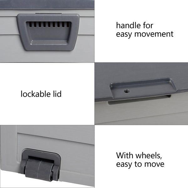 Grey outdoor storage box front angle view